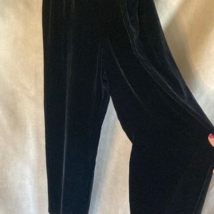 Black velvet wide leg pants
